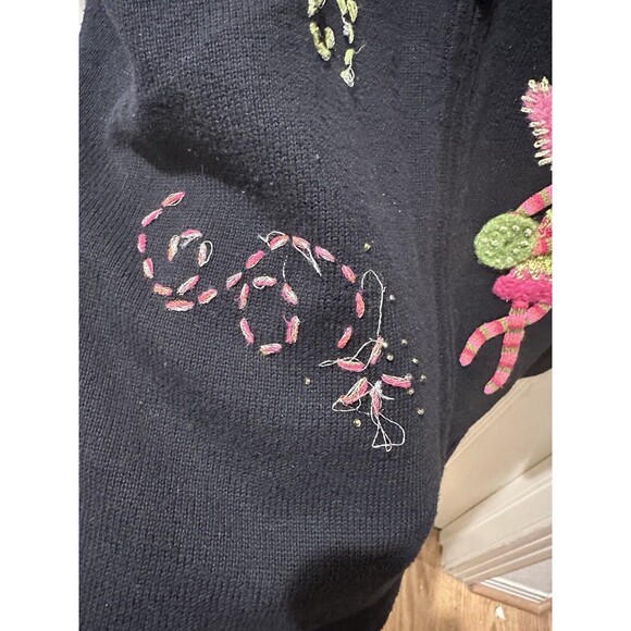 Talbots Womens Angel Full Zip Knit Cardigan Sweater XL Navy Blue Mock Neck - Picture 4 of 12